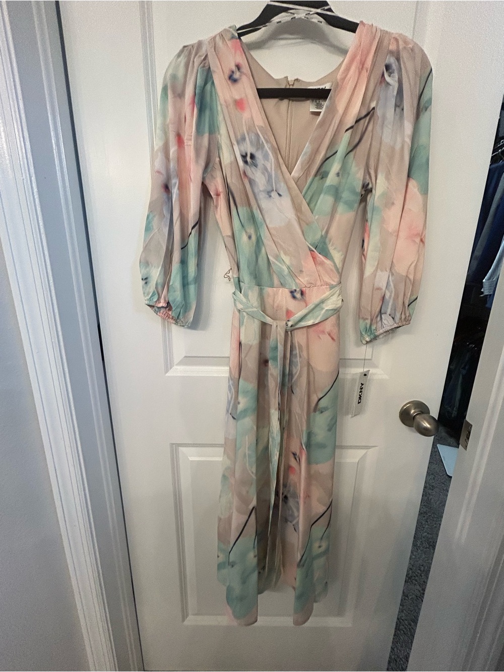 Mango Pastel Wrap Maxi Dress in Pink and Mint
